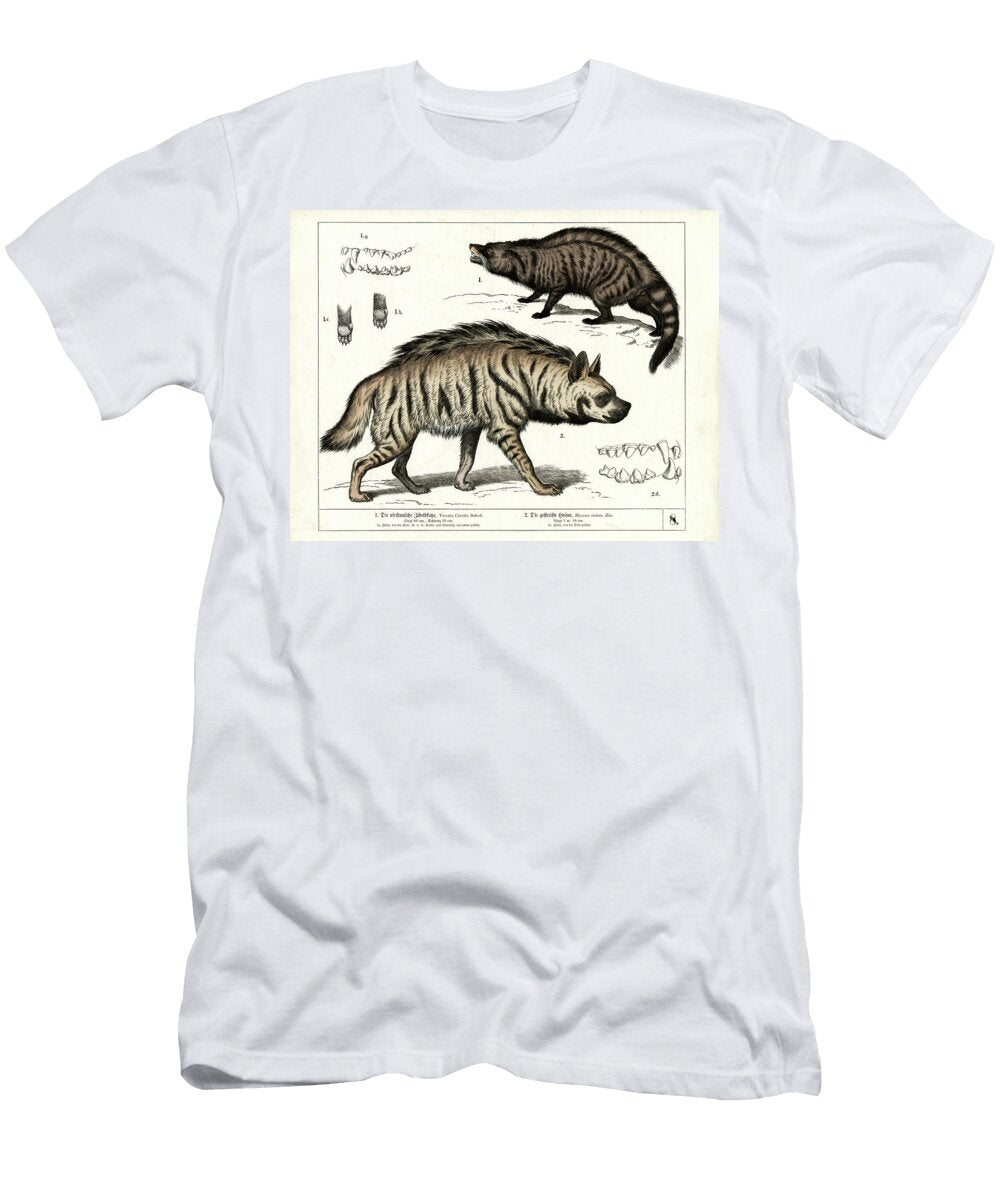 African Civet and Striped Hyena with Anatomical Details 1858 Lithography Heinrich Leutemann T-Shirt
