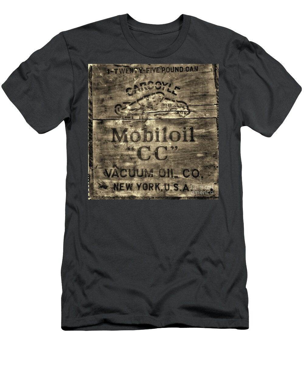 Vintage Gargoyle Mobiloil Wooded Box Retro Sepia Paul Ward T-Shirt